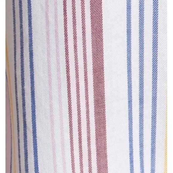 Beach Lunch Lounge Linen Rainbow Brooklyn Womens Stripe Tie-Front Button-DownTop - Picture 6 of 16